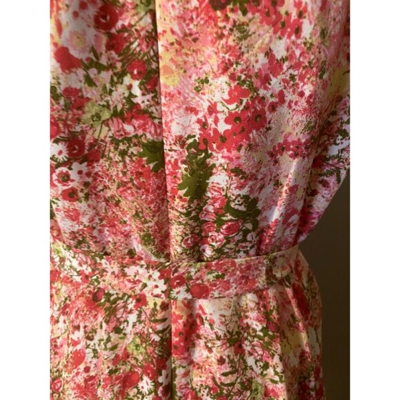 Gabby Skye Dress Green Pink 10 Flowy Floral A Line Washable Career Church - Picture 3 of 6